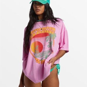 Billabong Comfy Pink Oversized T Shirt “Sunrise to Sunset”